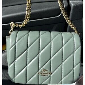 Coach Sage Green Quinn Quilted Quilting Shoulder Crossbody Bag purse CY663 NWT